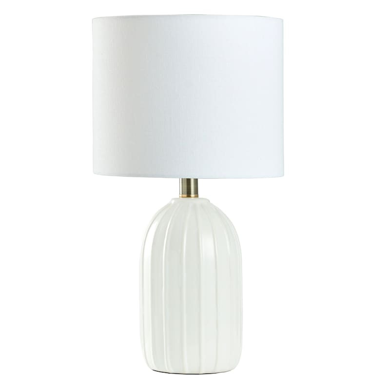 White Ribbed Accent Lamp with Shade, 18" | At Home