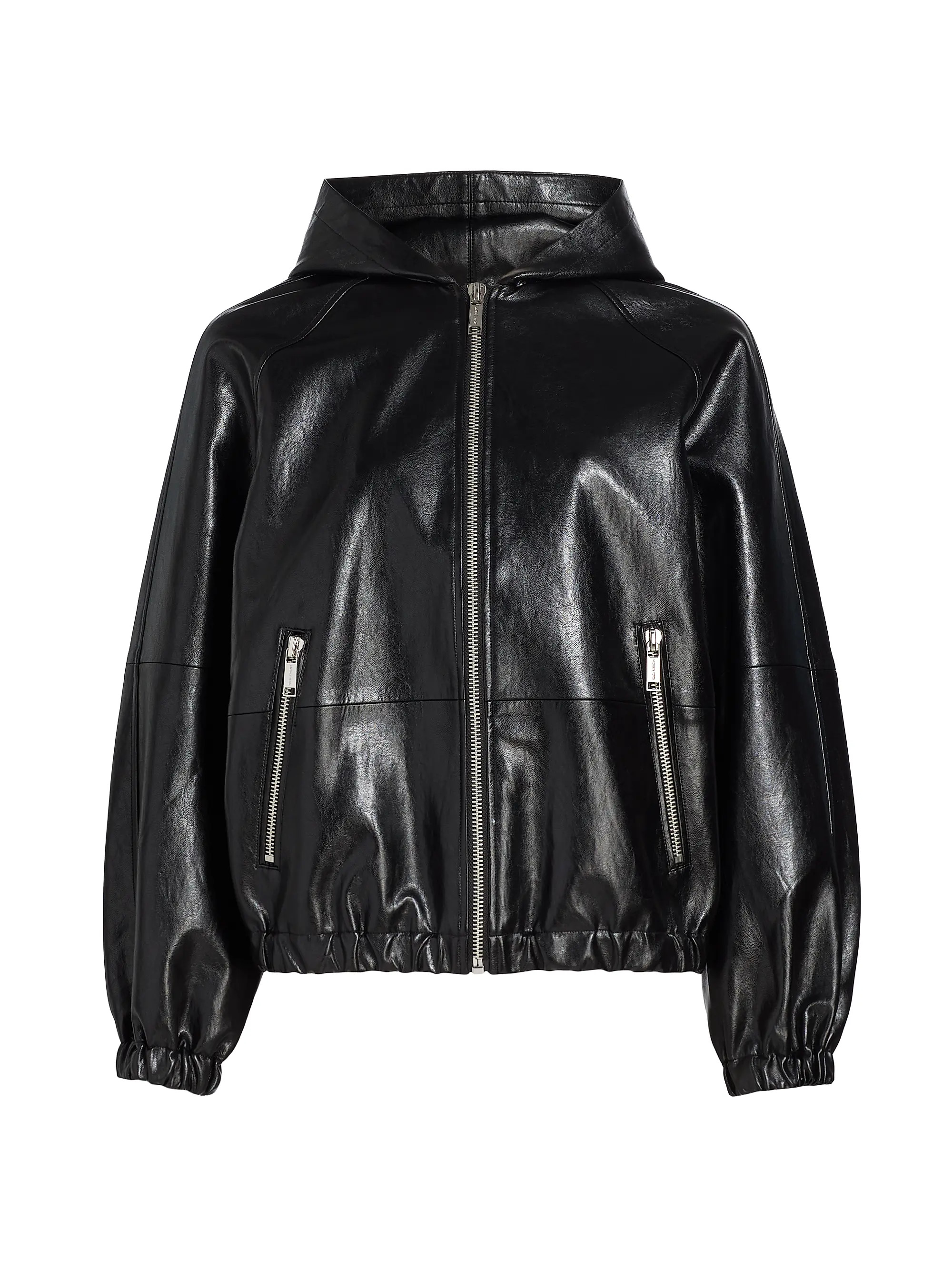 Faux-Leather Zip-Front Hoodie | Saks Fifth Avenue