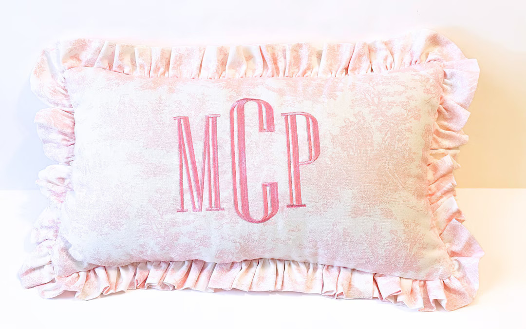 Ruffled Nursery Pillow, Nursery Pillow, Baby Room Pillow, Ruffled Pillow, Monogrammed Nursery Pil... | Etsy (US)