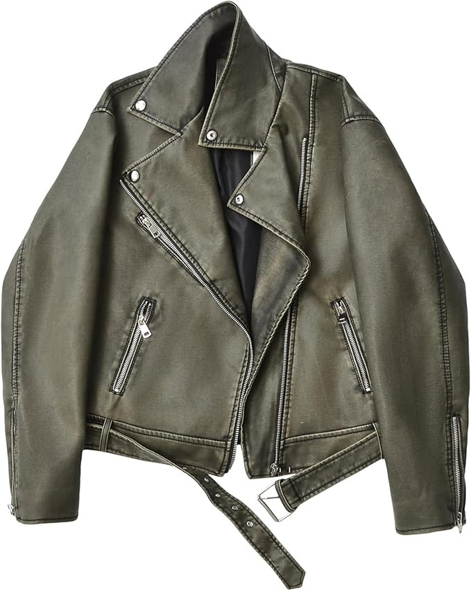 LY VAREY LIN Women Faux Leather Jacket Lapel Collar Motorcycle Zip Up Long Sleeve Motor Biker Sho... | Amazon (US)