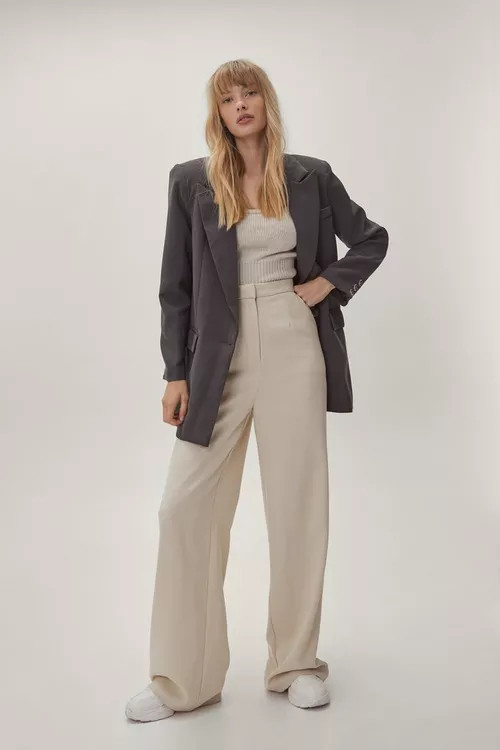 Longline Shoulder Pad Single Breasted Blazer | Nasty Gal (US)