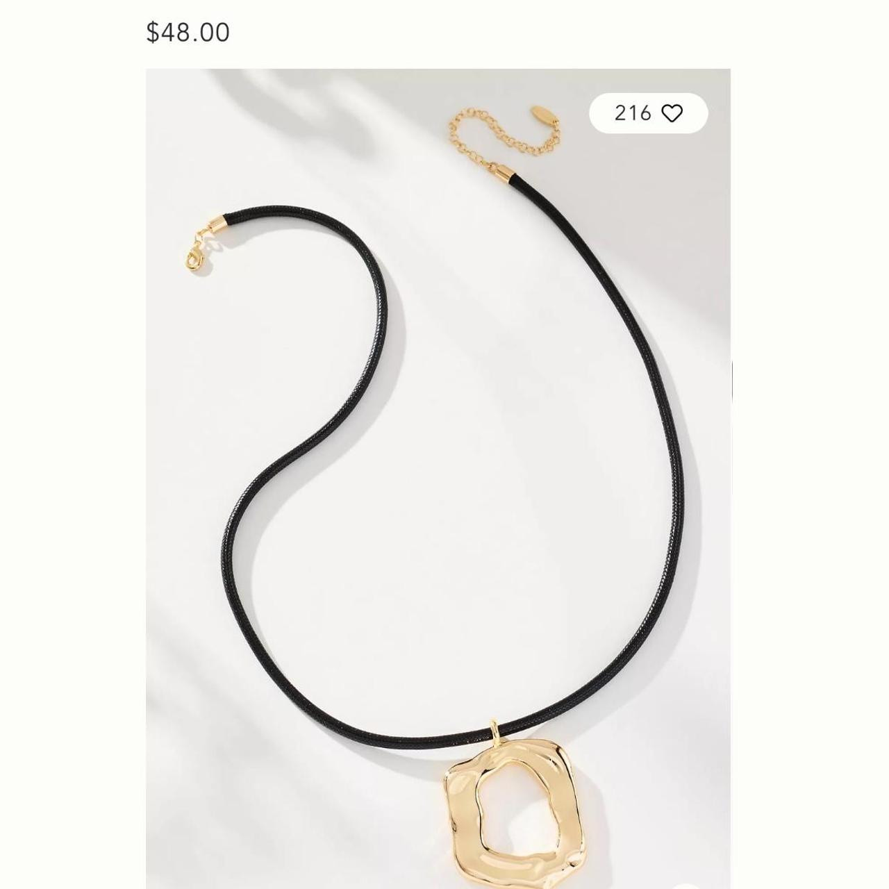 Anthropologie Women's Necklace - Gold/Black | Depop US