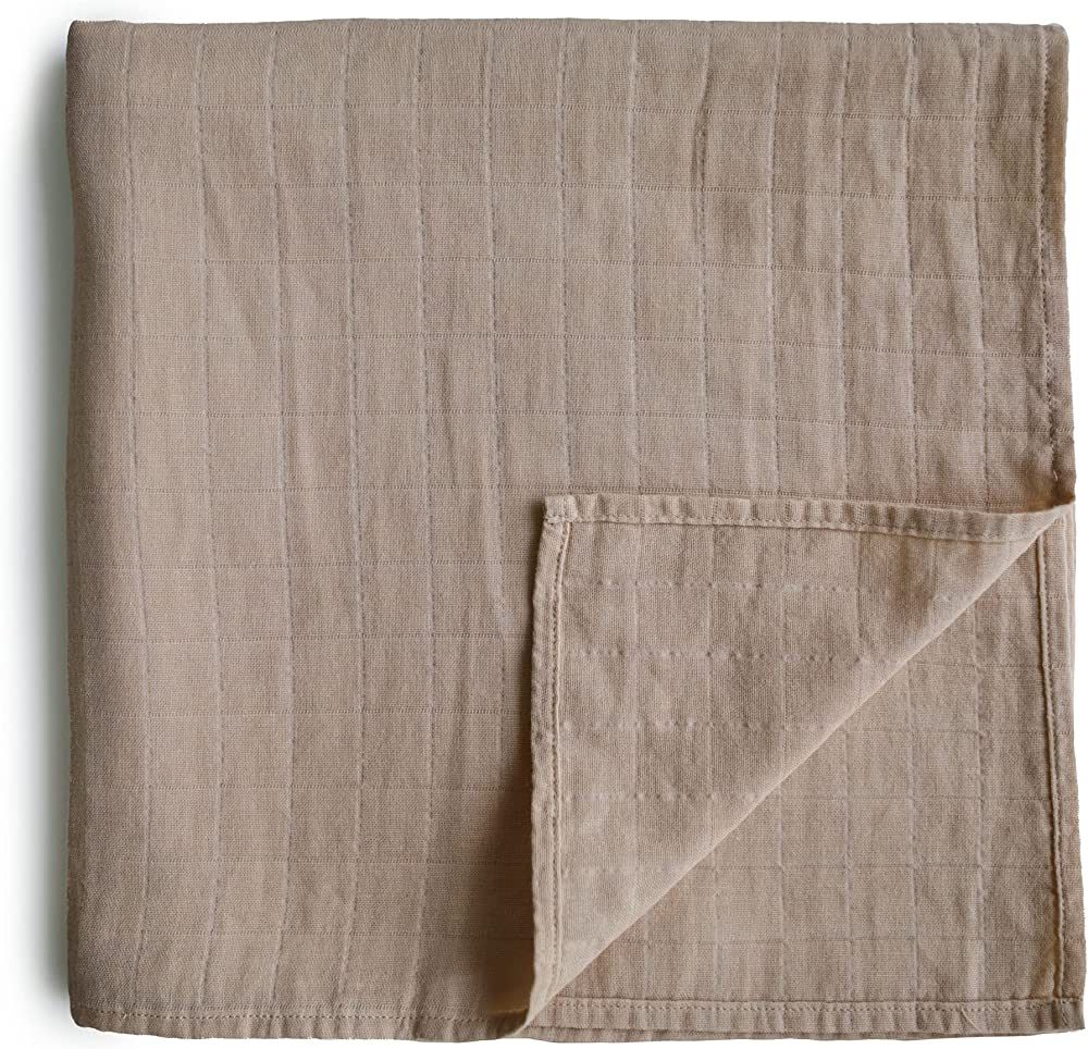 mushie Muslin Baby Swaddle Blanket | 100% Organic Cotton (Natural) | Amazon (US)