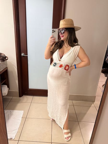 Vacation outfit for a pool or beach day! 

Cover up: size small 

Crochet maxi dress, swimsuit cover-up, travel outfit, summer must-have 

#LTKSwim #LTKFindsUnder50 #LTKSeasonal