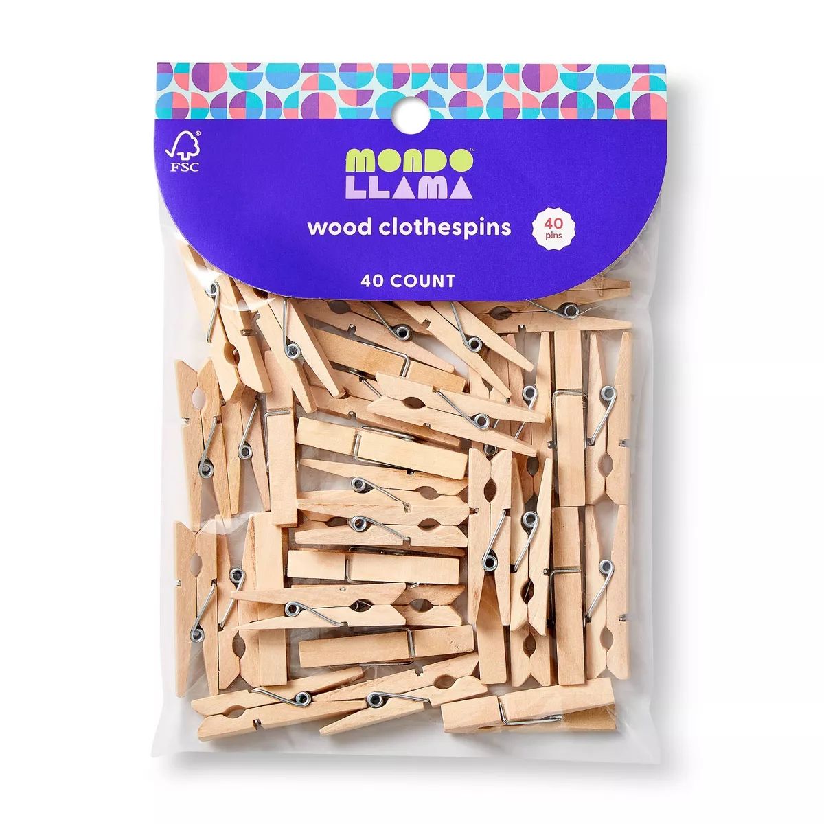 40ct Wood Clothespins Natural - Mondo Llama™ | Target