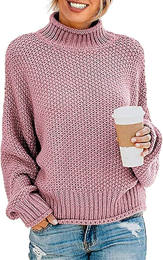 TECREW Womens Chunky Turtleneck Sweaters Batwing Sleeve Oversized Knitted Pullover Jumper | Amazon (US)