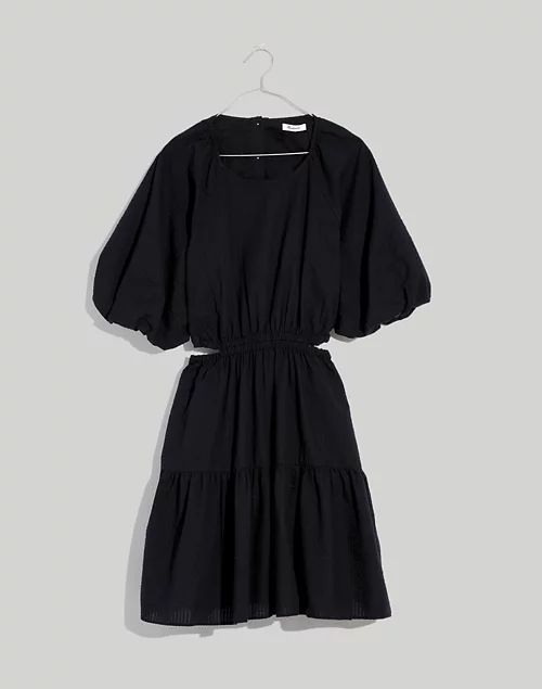 Seersucker Puff-Sleeve Cutout Mini Dress | Madewell