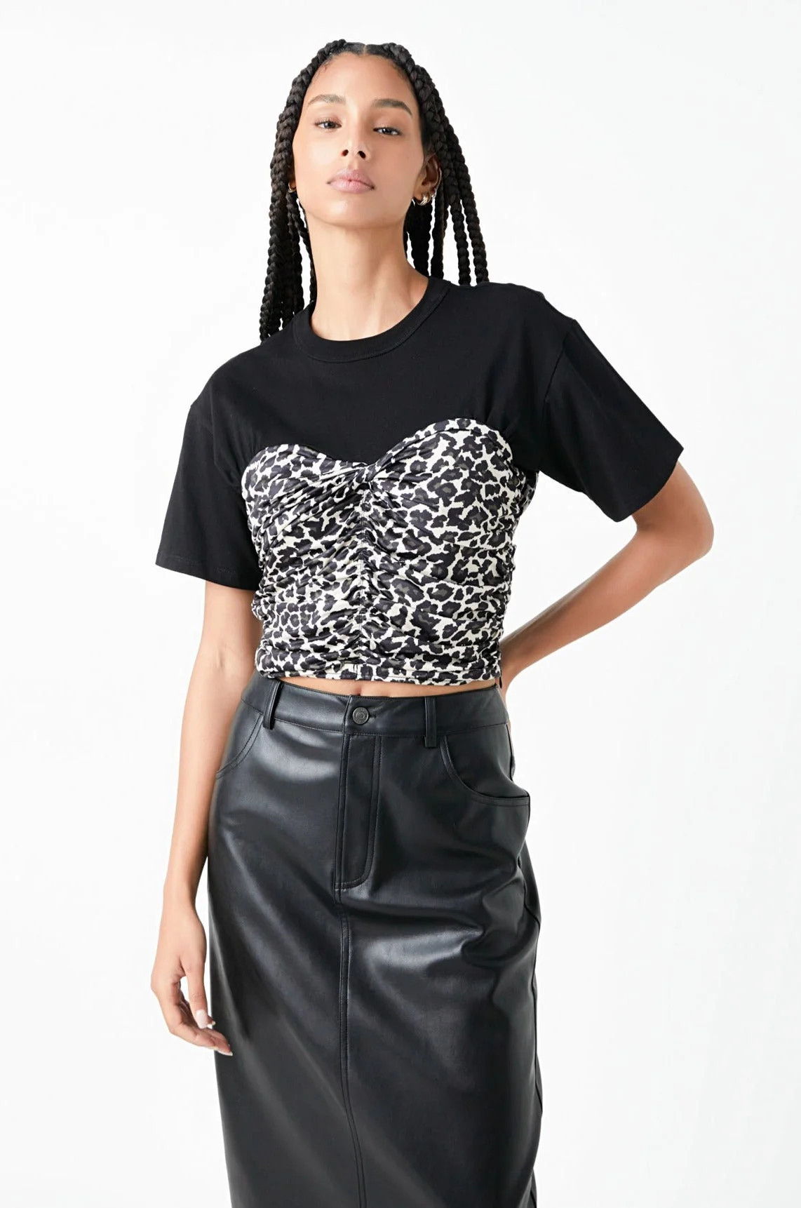 Leopard Shirred Cropped Top | Endless Rose