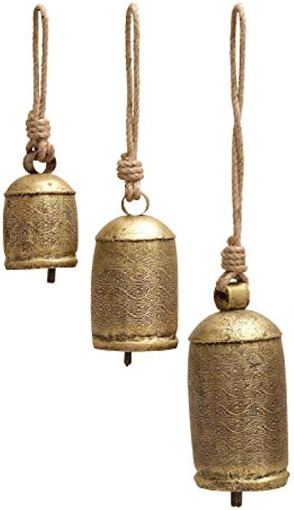 Deco 79 Metal Tibetan Inspired Meditation Decorative Cow Bell with Jute Hanging Rope, Set of 3 10... | Amazon (US)