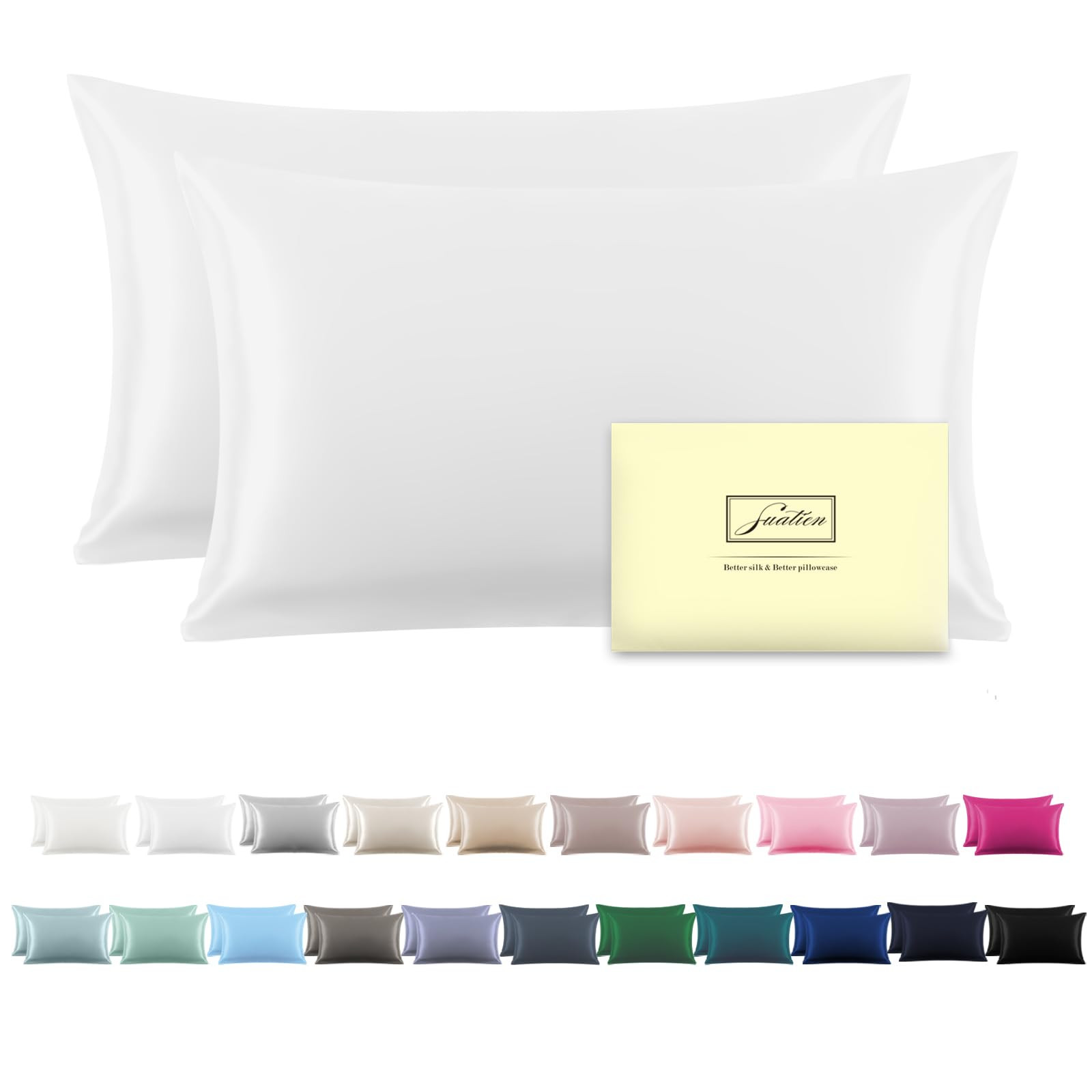 Silk Pillowcase for Hair and Skin,Soft,Breathable and Sliky 100% Standard Size Pillow Cases Set o... | Amazon (US)