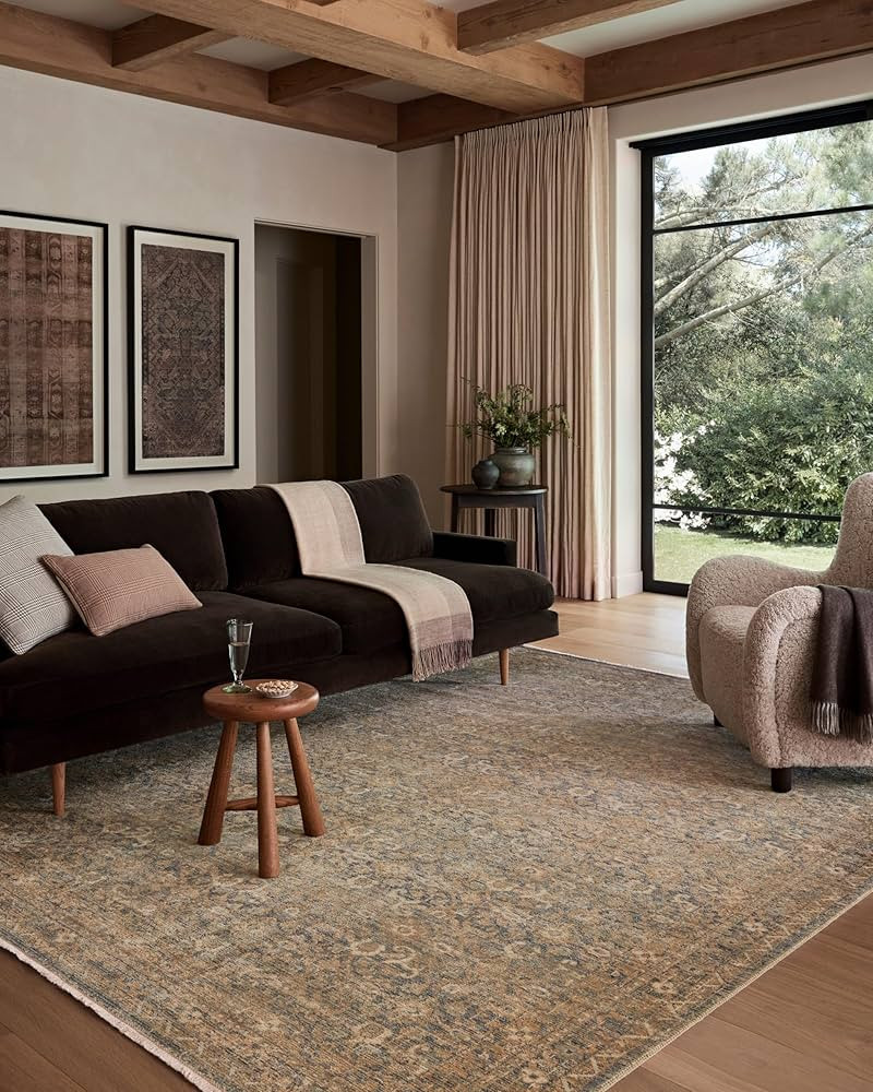 Loloi Amber Lewis Molly Collection MOL-02 Denim/Gold 7'-10" x 10' Low Pile Area Rug | Amazon (US)