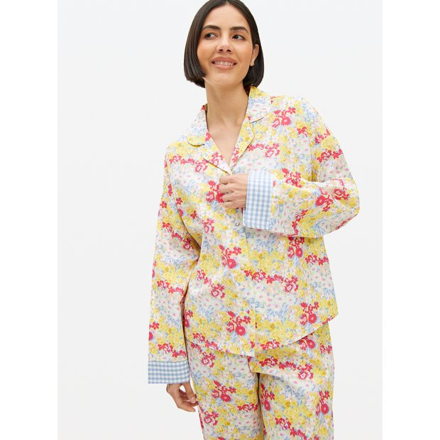 Multi Floral Print Poplin Traditional Pyjamas 12 | Tu Clothing