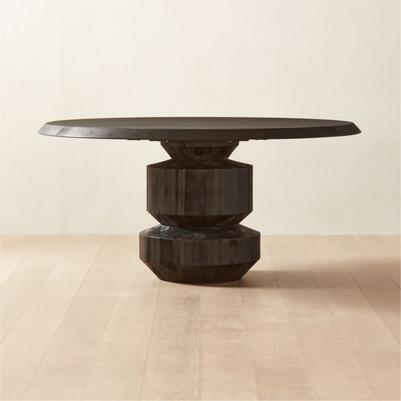 Sylvie Round Black Wood Dining Table | CB2 | CB2
