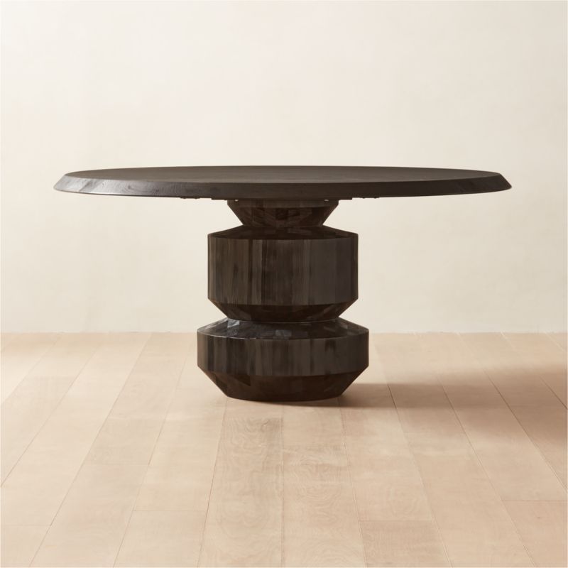 Sylvie Round Black Wood Dining Table | CB2 | CB2