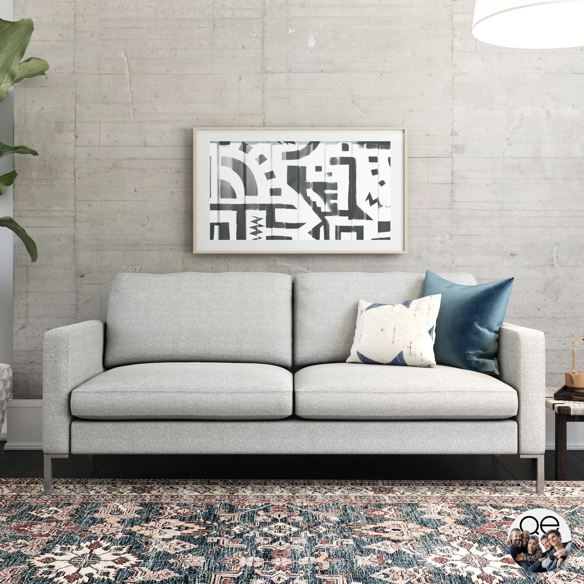 Queer Eye Fabry Modern Sofa & Couch, Gray Linen | Walmart (US)