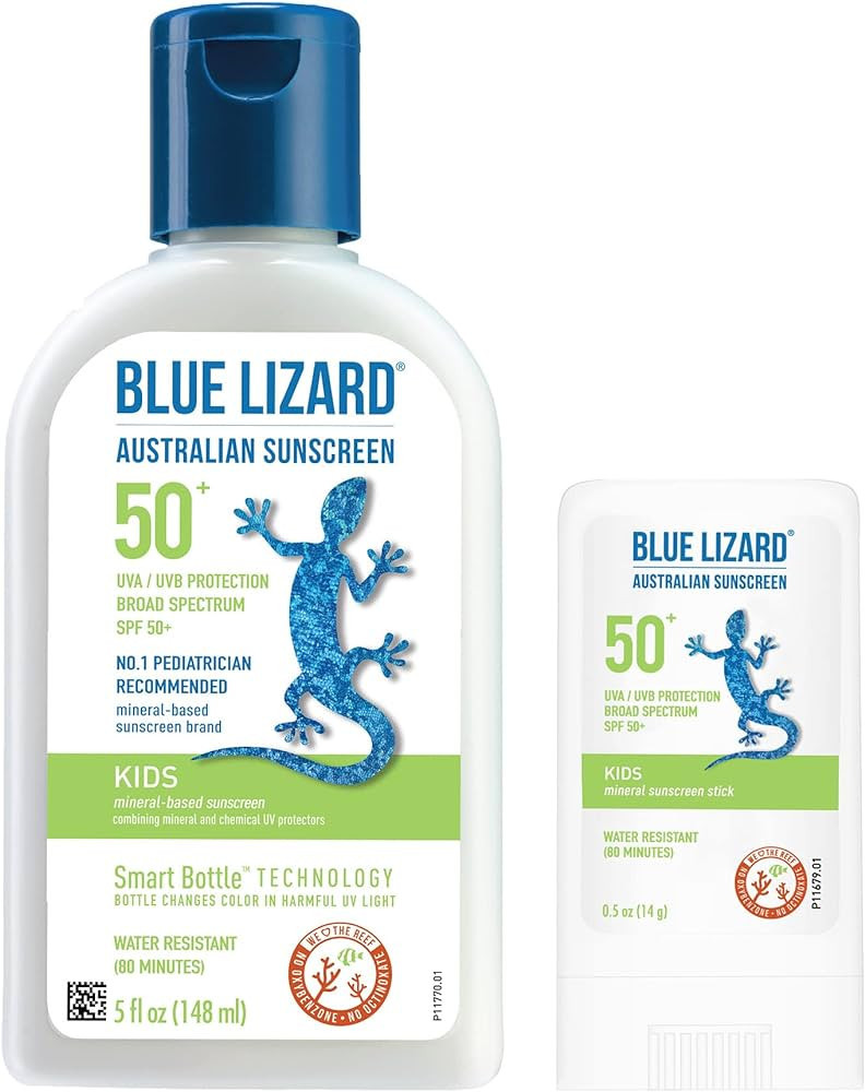 BLUE LIZARD Kids Mineral-Based Sunscreen Lotion and Stick Bundle - SPF 50+ - 5 oz/.5oz. | Amazon (US)