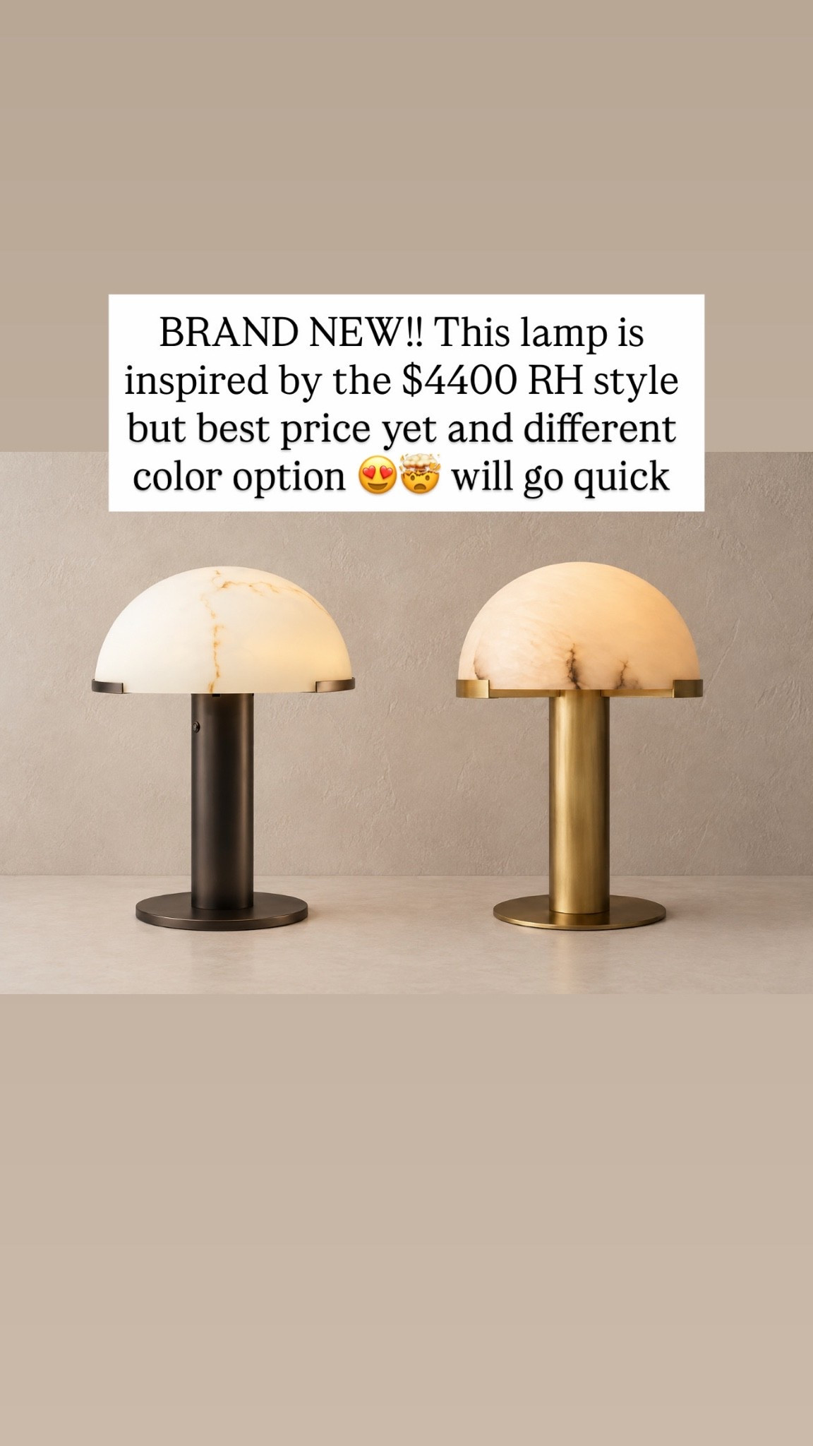 BRAND NEW!! This lamp is inspired by the $4400 RH style but best price yet and different color option 😍🤯 will go quick