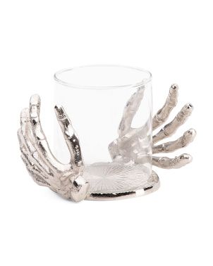 Metal Skeleton Hand Hurricane Glass | TJ Maxx