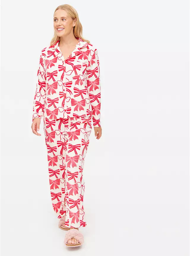 Pink Bows Printed Traditional Pyjamas XL | Tu Clothing