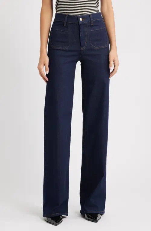 FRAME Le Slim Palazzo Long Modernist Pocket Wide Leg Jeans in Rinse at Nordstrom, Size 24 | Nordstrom