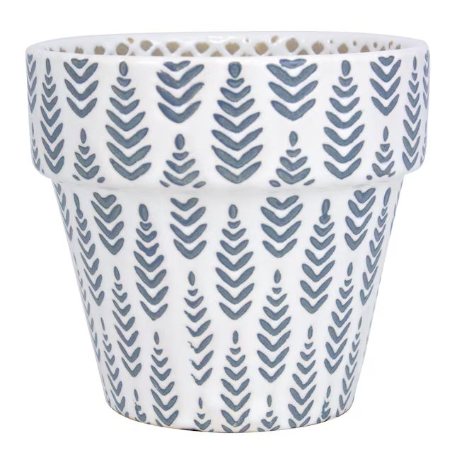allen + roth Small (0-8-Quart) 4.015-in W x 3.85-in H Gray Ceramic Planter with Drainage Holes Lo... | Lowe's