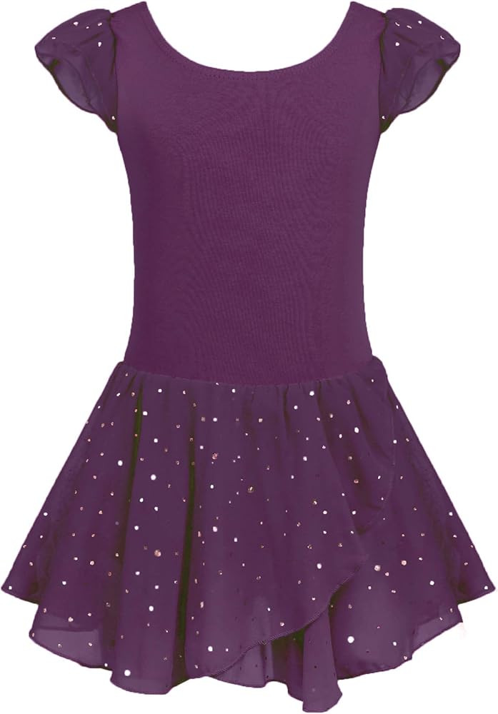 Arshiner Girls Ruffle Sleeve Ballet Dance Dress Tutu Skirted Leotard | Amazon (US)