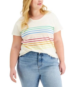 Style & Co Plus Size Cotton Striped T-Shirt, Created for Macy's | Macys (US)