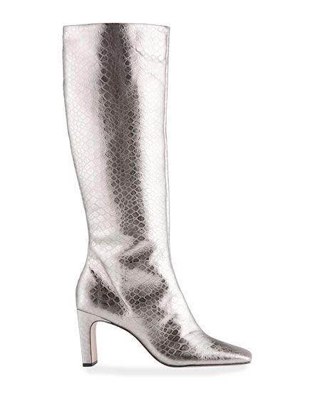 Diasy Metallic Mock-Croc Tall Boots | Neiman Marcus