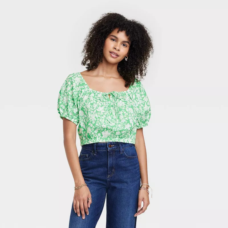 Women's Puff Short Sleeve Peasant Top - Universal Thread™ | Target