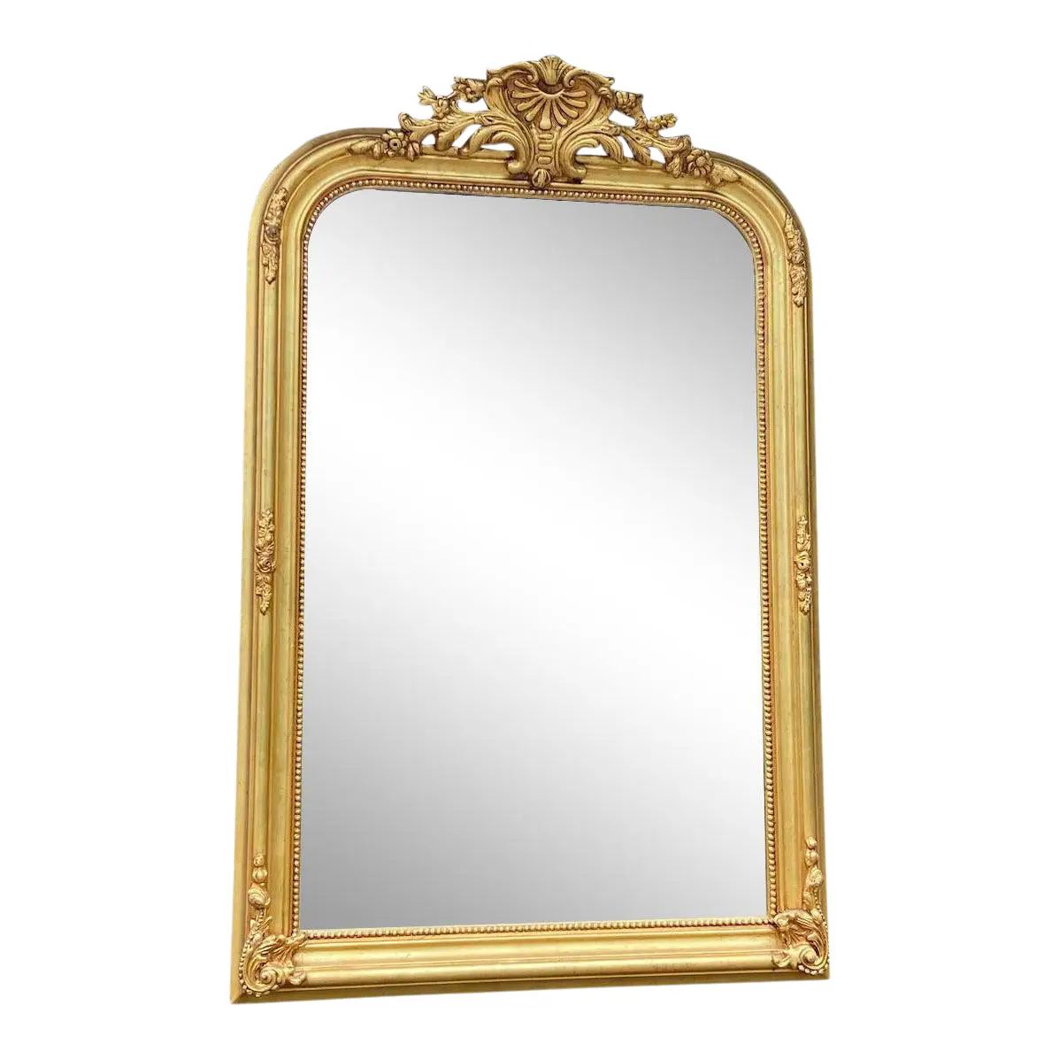 Contemporary Full Length/Floor Mirror in French Louis XVI-Style in Antique Gold Finish | Chairish