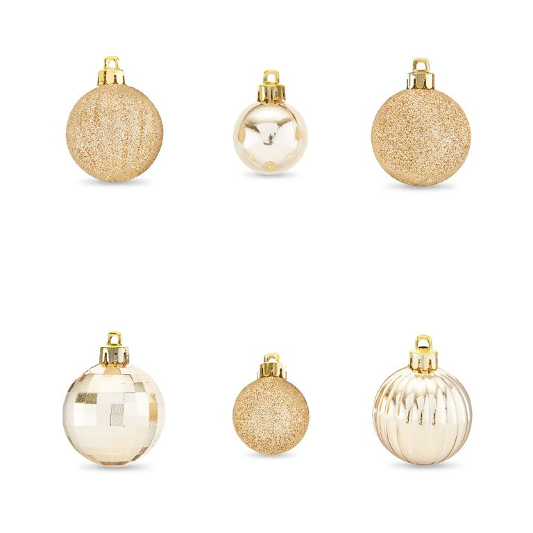 Mini Champagne Shatterproof Christmas Ornaments, 20 Count, by Holiday Time | Walmart (US)