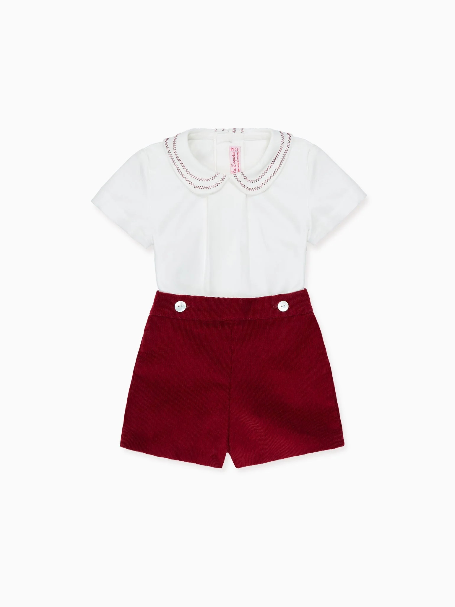 Burgundy Alva Corduroy Baby Boy Set | La Coqueta (US)