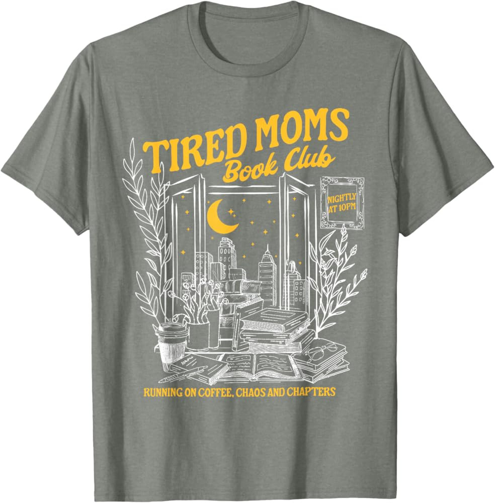Retro Tired Moms Book Club Bookish Booktrovert Mother's Day T-Shirt | Amazon (US)