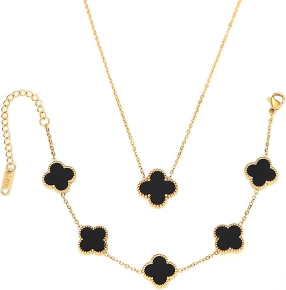 Raiimagina Damen Schmuck Set für Damen Edelstahl 100% Wasserfeste Schmuck Frauen Armband Halsket... | Amazon (DE)