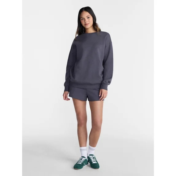 Hero image 1 of No Boundaries Oversized Fleece Sweatshirt with Long Sleeves, Women's Sizes XXS-4X... | Walmart (US)