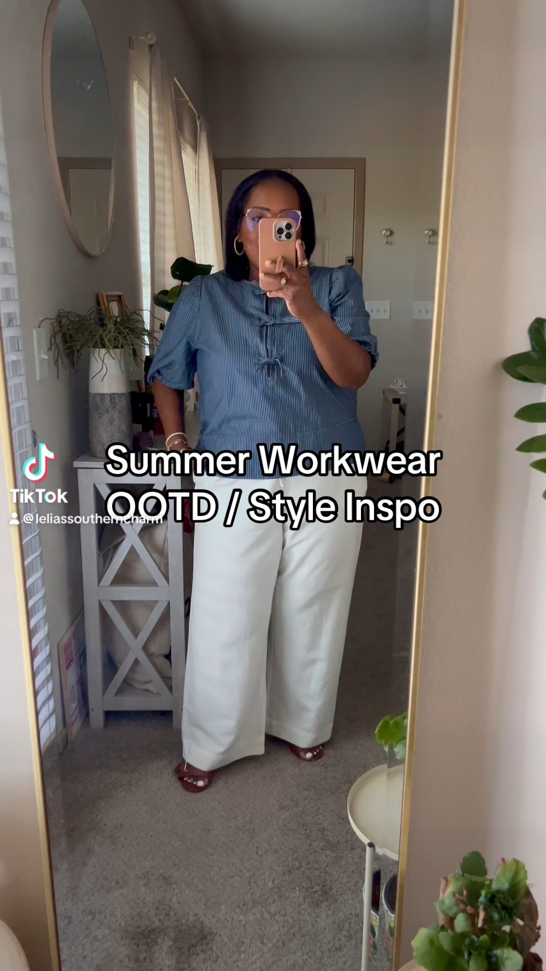 Tuesday workwear ootd / teacher outfit insp / midsize style / petite style influencer / summer outfit / white linen pants / poplin top / LOFT / GRWM 

#LTKMidsize #LTKSaleAlert #LTKPetite
