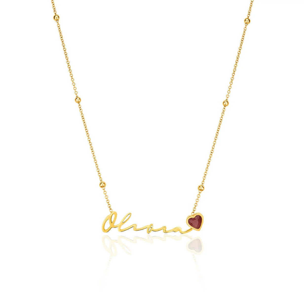 Birthstone Signature Name Necklace (Gold) | Abbott Lyon