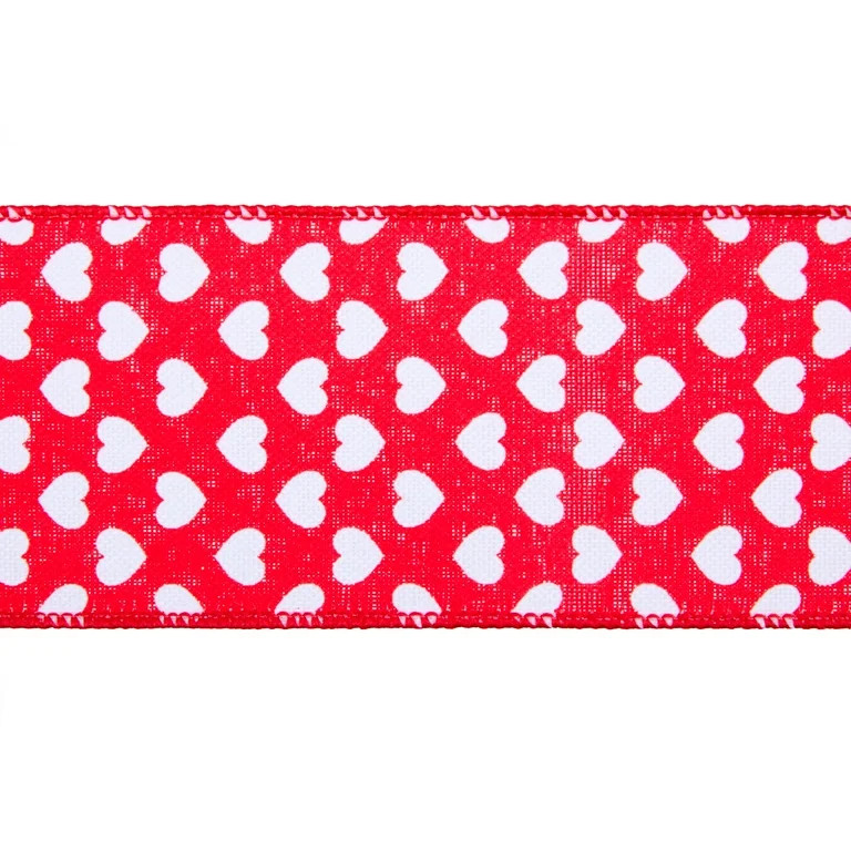 Valentine's Day Mini Red Hearts Ribbon, 2.5 in x 12 ft, by Way To Celebrate | Walmart (US)
