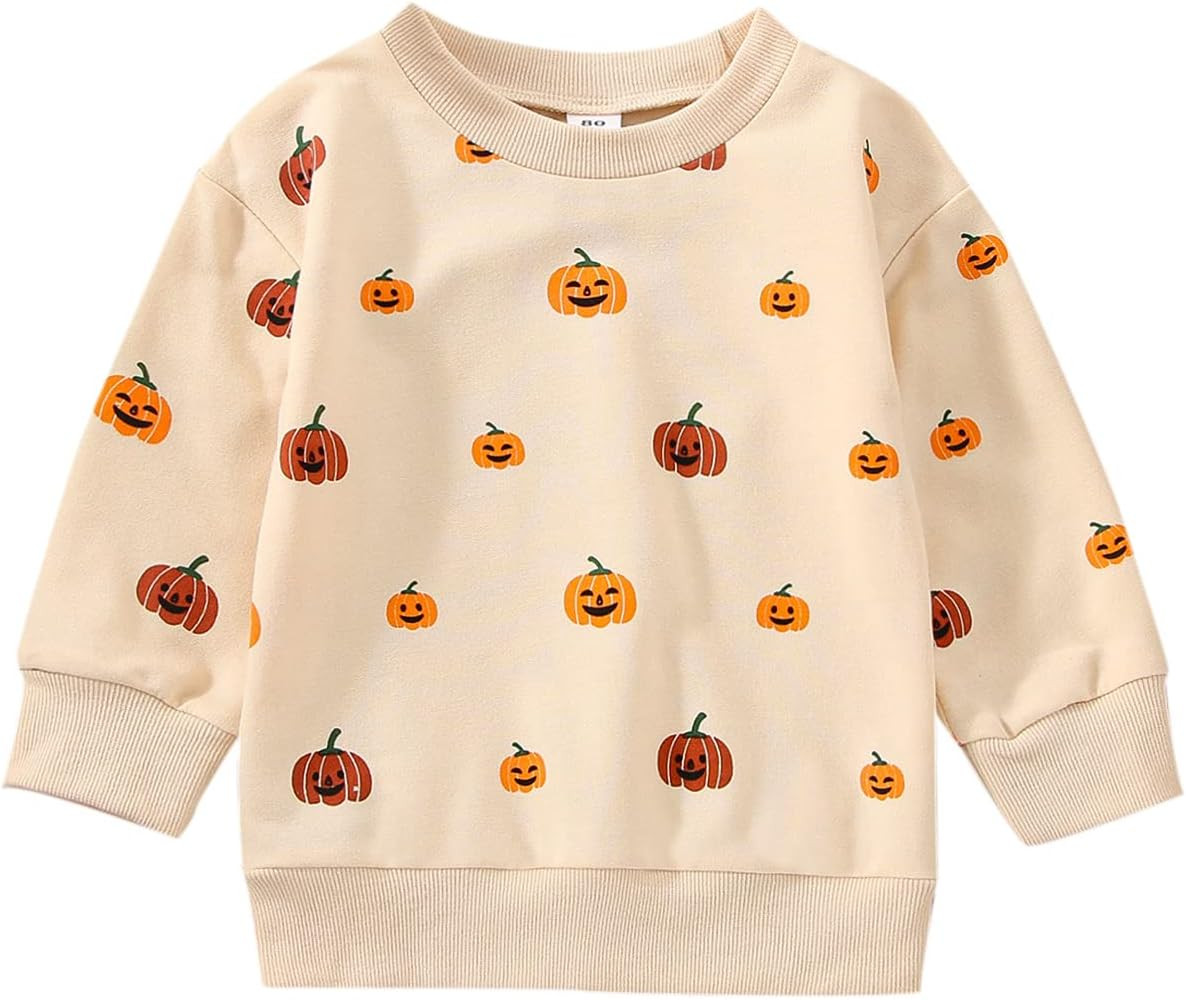 Toddler Infant Baby Girl Boy Halloween Outfit Pumpkin Sweatshirt Oversized Onesie Bubble Romper S... | Amazon (US)
