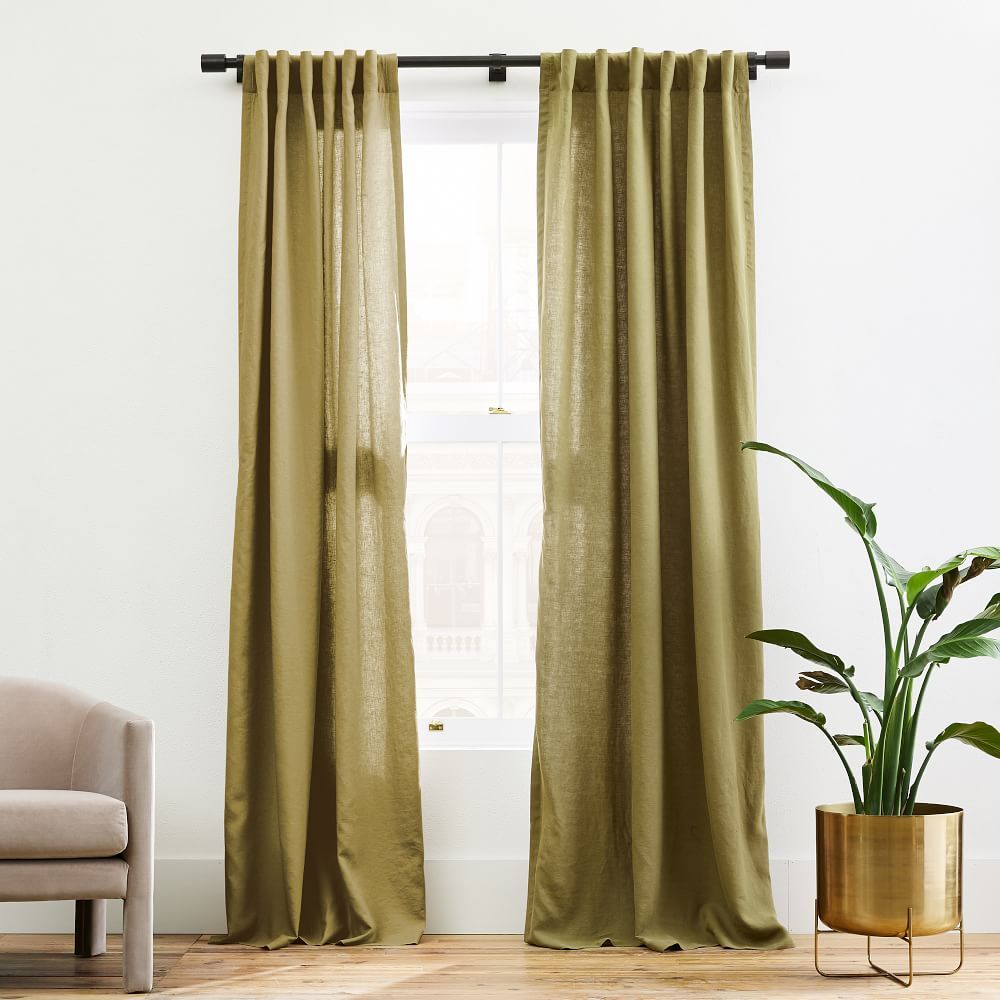 European Flax Linen Curtain - Cedar | West Elm (US)