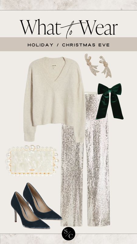What to Wear Holiday ✨ Christmas Eve

Sequin pants, cream sweater, teal heels, velvet bow, bow earrings, sequin, sparkly pearl clutch

#LTKitbag #LTKHoliday #LTKparties
