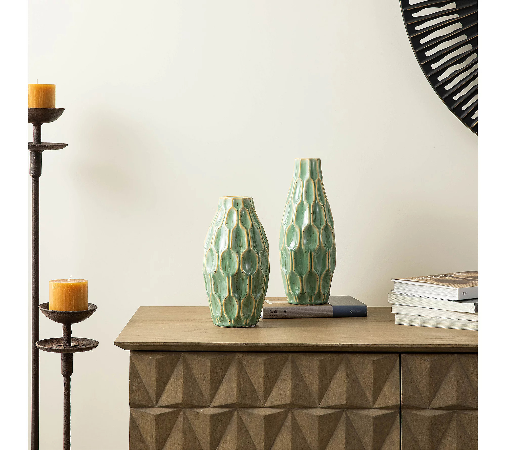 Glitzhome Modern Geometric Ceramic Table Vases Set of 2 | QVC