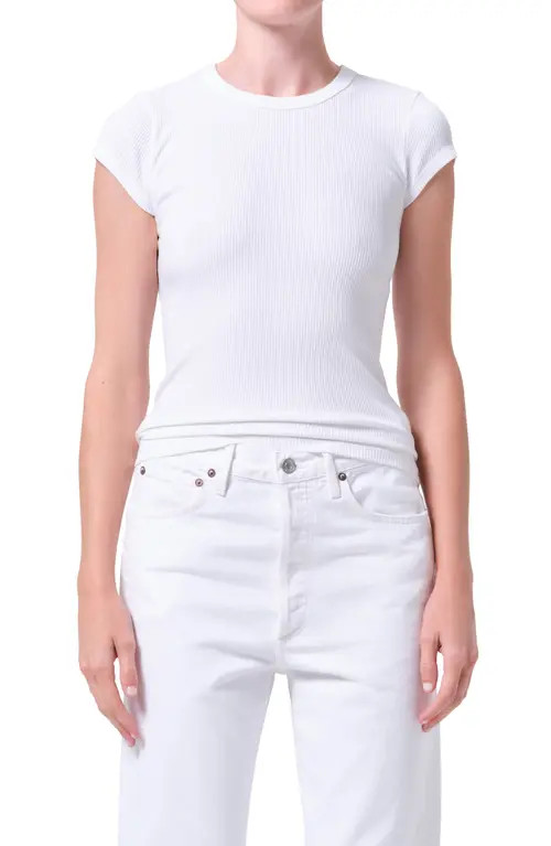 AGOLDE Edison Rib T-Shirt in White at Nordstrom, Size Medium | Nordstrom