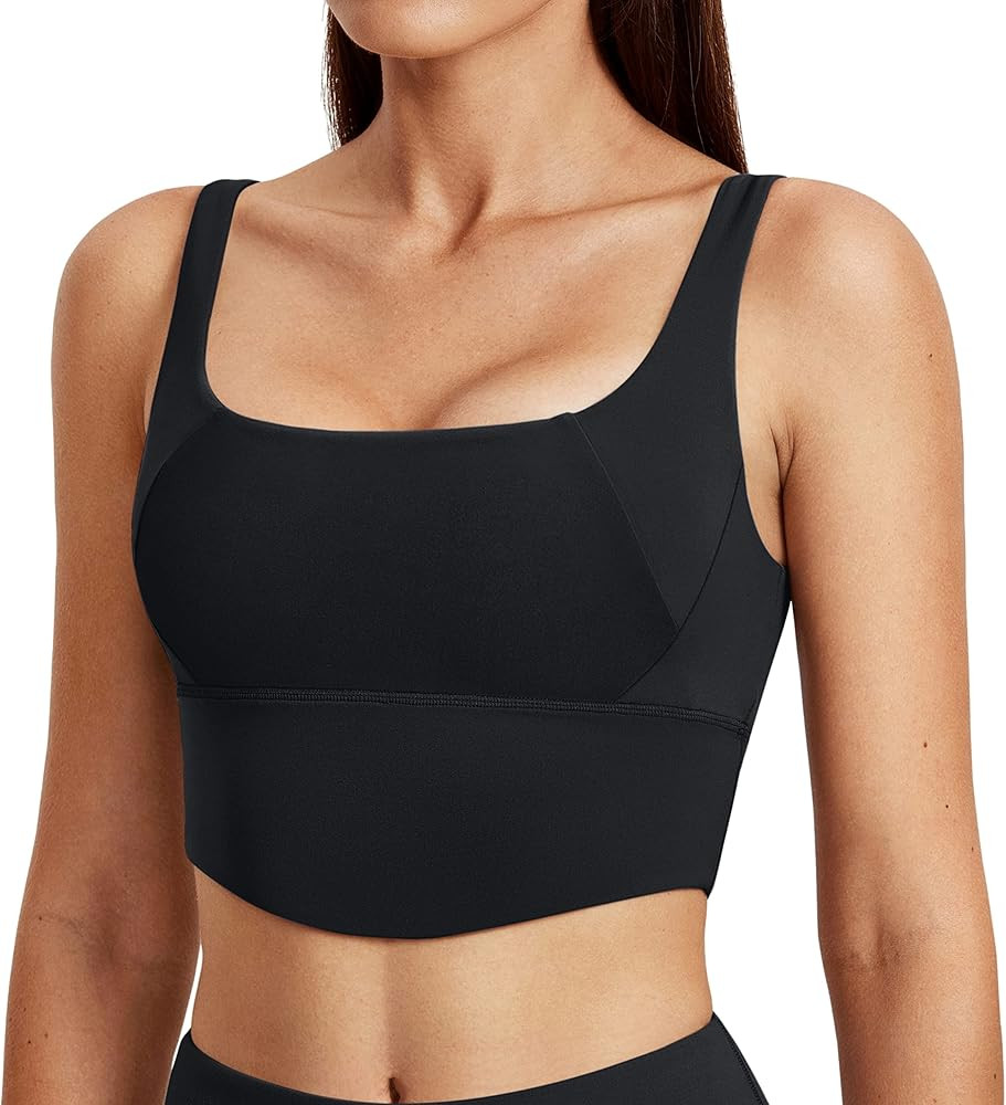 Crop Tops for Women Workout Tops Tank Tops with Built in Bras Longline Padded Sports Bra for Wome... | Amazon (US)