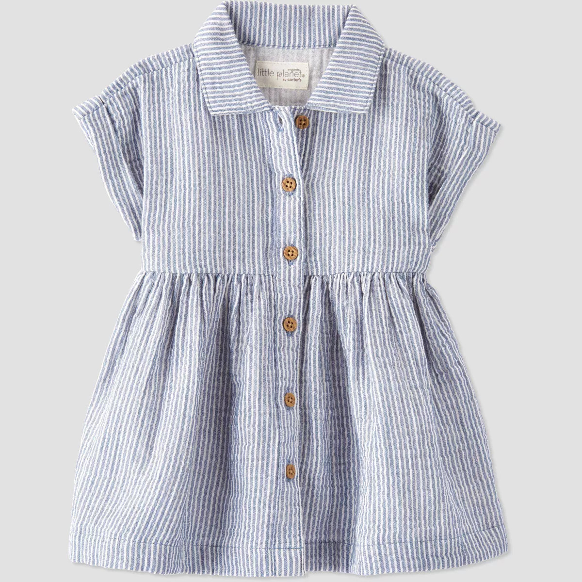 Little Planet by Carter's Organic Baby Girls' Gauze Striped Dress - Blue | Target