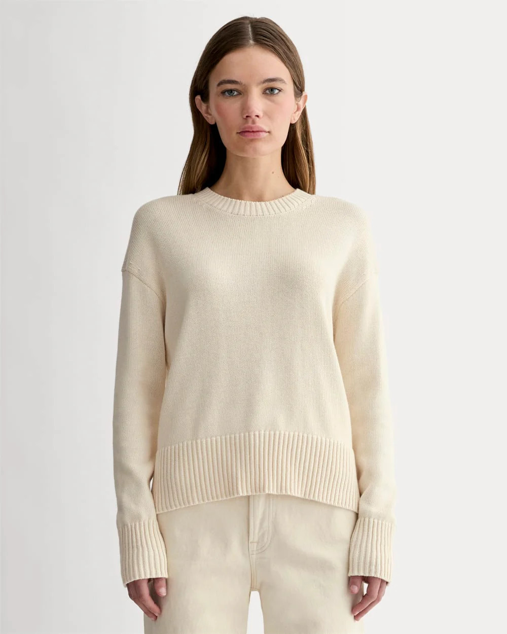 Everlane Boxy Sweater in Everyday Cotton | Canvas | Small | Everlane