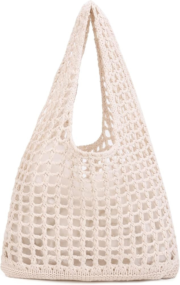 Crochet Mesh Beach Tote Bag Shoulder Bag Handbags Knitting Hollow Summer Bag Hobo Bag Aesthetic f... | Amazon (US)