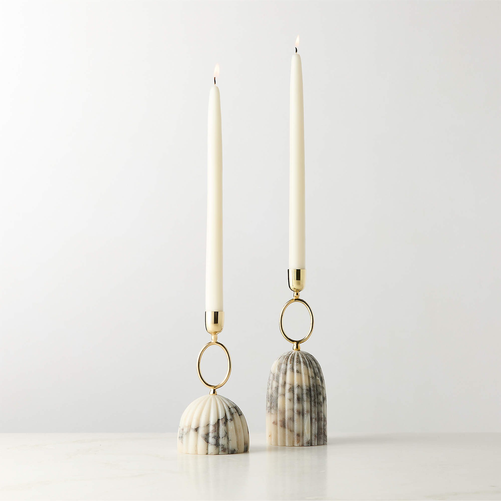 Cupola Viola Marble Taper Candle Holder Wide + Reviews | CB2 | CB2