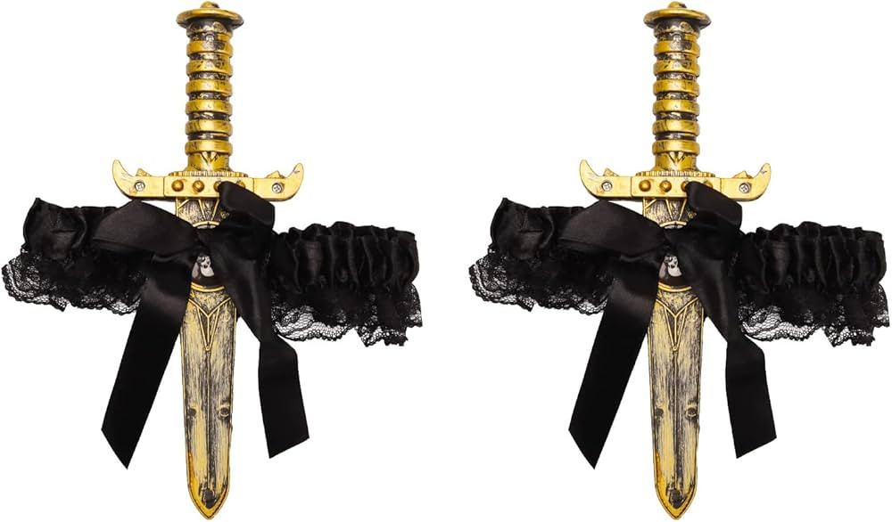 2 Pcs Bow Garter with Pirate Dagger Lace Bow Leg Ring Sword Leg Holster for Halloween Carnival Dr... | Amazon (US)