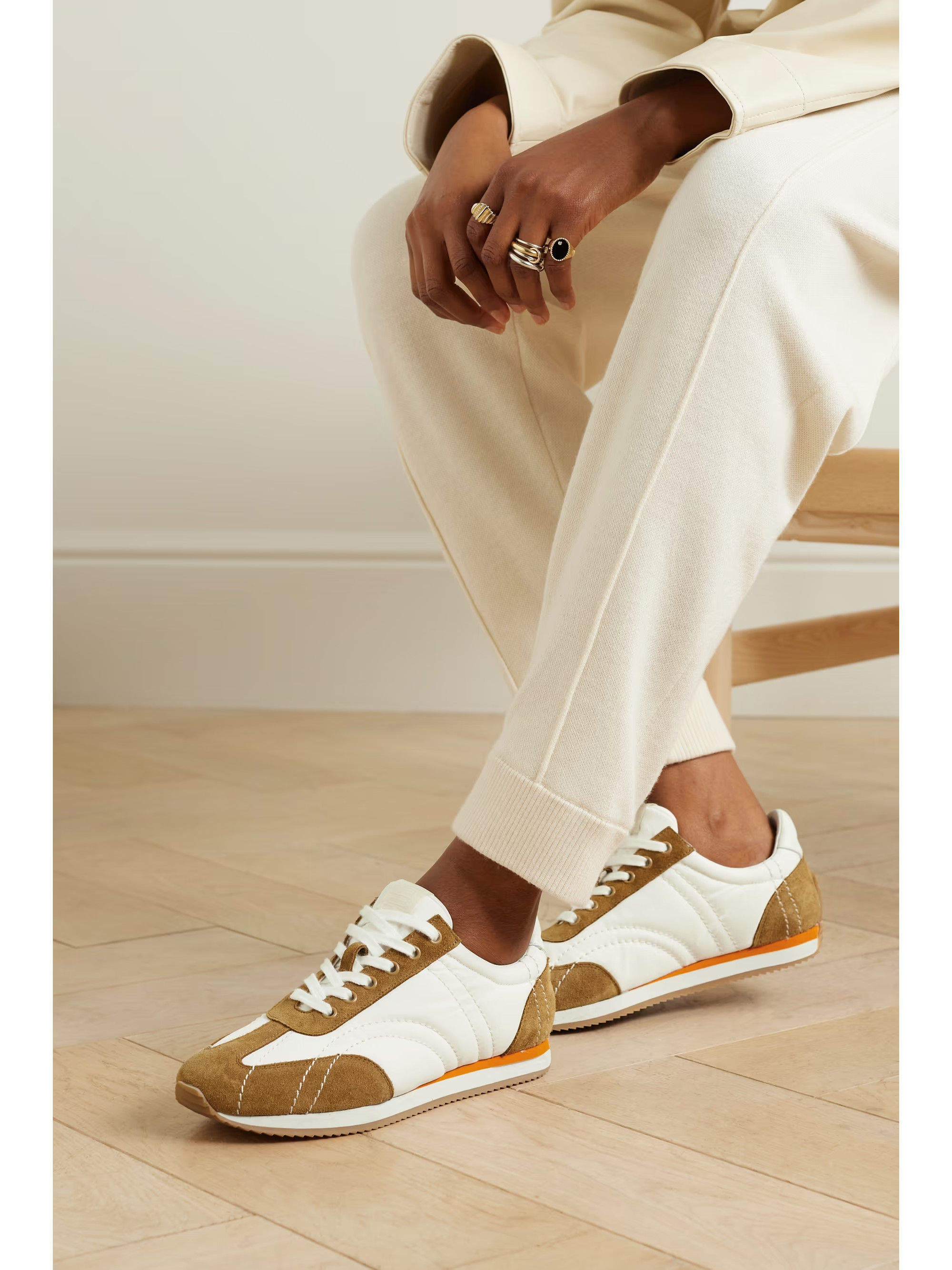The Sport leather-trimmed suede and twill sneakers | NET-A-PORTER APAC